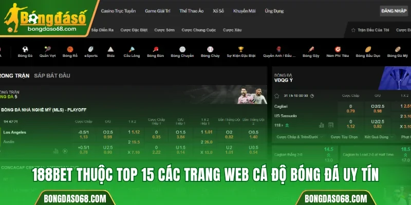 188Bet thuộc top 15 các trang web cá độ bóng đá uy tín