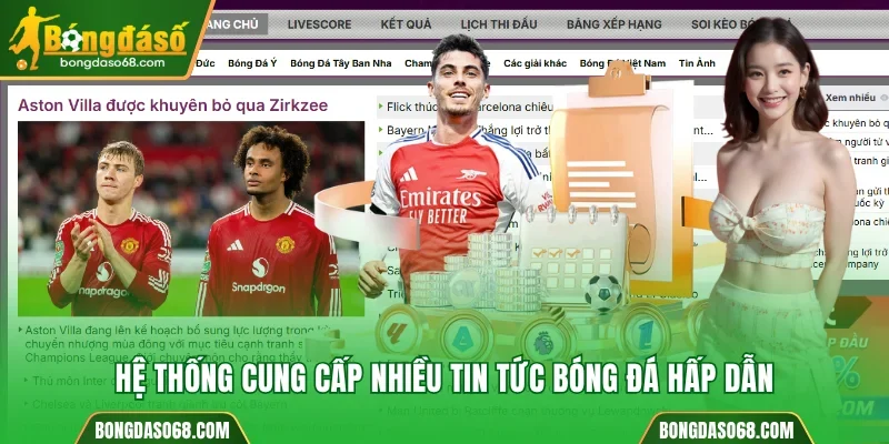 Hệ thống cung cấp nhiều tin tức bóng đá hấp dẫn